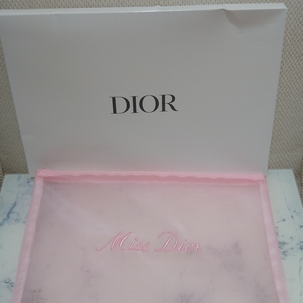 Dior Beauty Makeup Bag Miss Dior Mesh Pink Pouch Clutch Bag New With Box